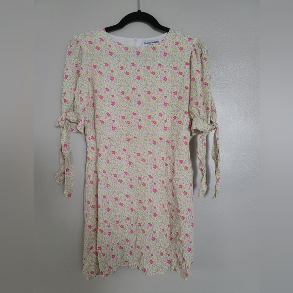 Charlie Holiday Dress 8 Floral Rayon Mini Sun Feminine Chic Coquette - Picture 12 of 16